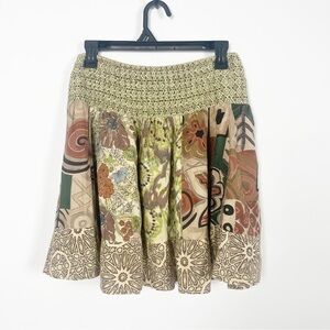 Daytrip Cotton Smocked Floral Boho Mini Skirt
